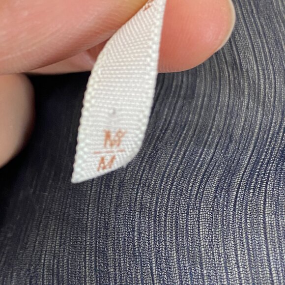 Free People Navy White Polka Dot Sheer Boho Blouse sz M - Picture 6 of 9